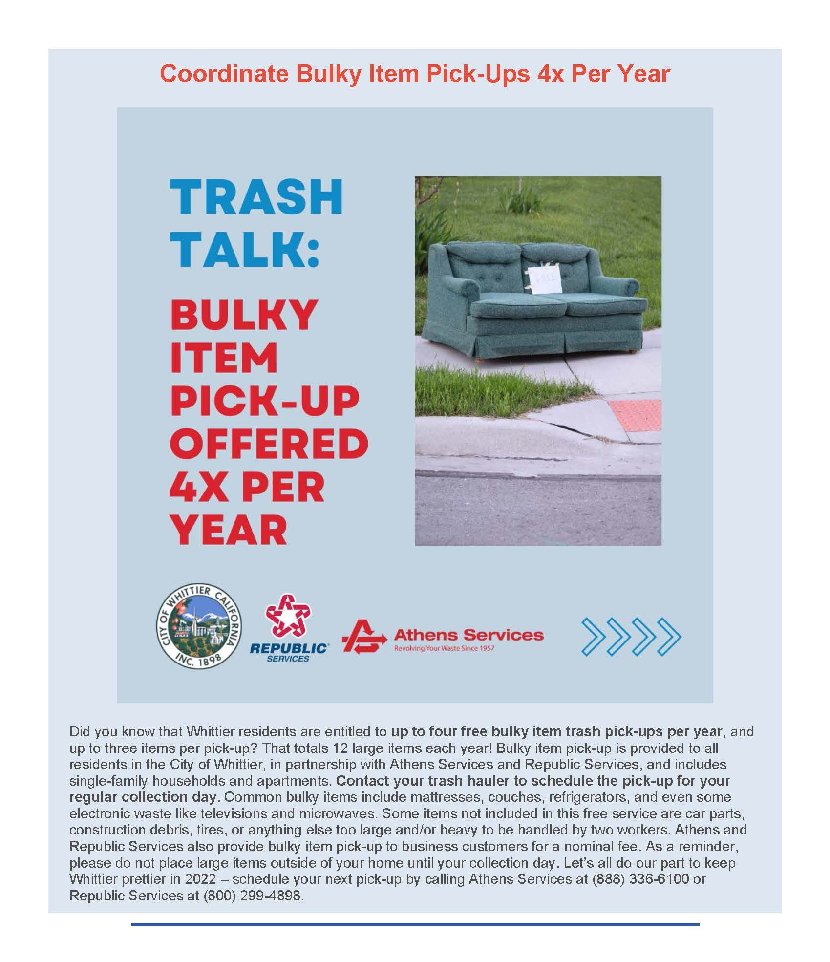 Bulky item pickup  City of Hayward - Official website